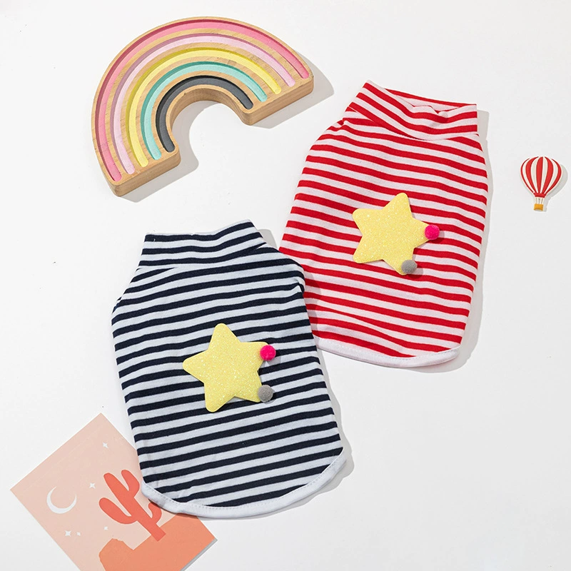 SOURCE Фабрика новая одежда для собак Одежда для домашних животных полосатая футболка с круглым вырезом средние и маленькие собаки весна и лето тонкая