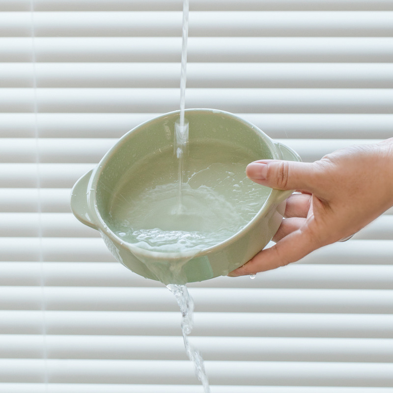 Cream simple doble oreja cerámica cubiertos domésticos platos de arroz bolos de fideos bolos de frutas bolos de ensalada bolos de sopa