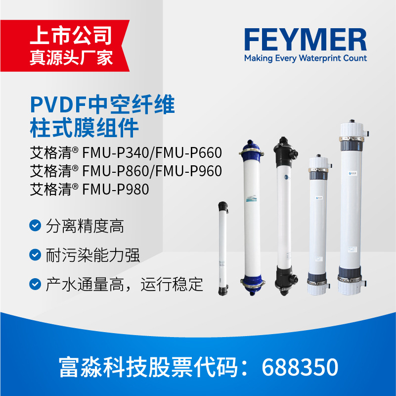 富淼科技直销 超滤膜元件UF膜工业压力式PVDF中空纤维柱式膜组件