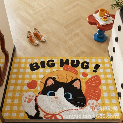 Avtomobil döşəmə paspasları, Cute Pet Entrance Door Floor - kittens-love-to-eat-fish-4060cm
