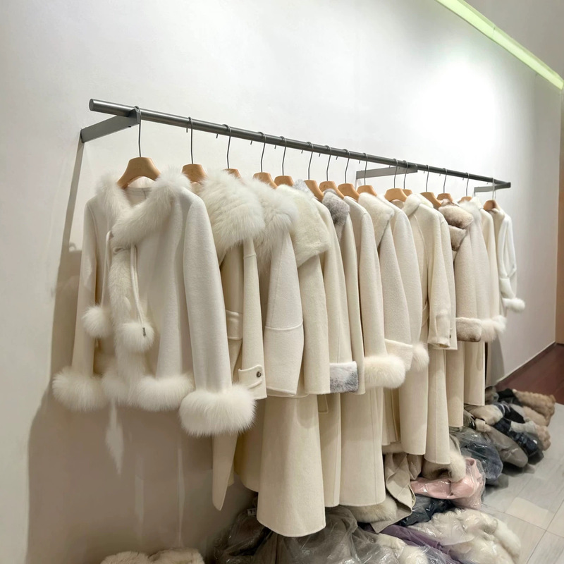 New autumn and winter mid-length fur double-sided cashmere woolen coat, branded discount women's clothing wholesale supply