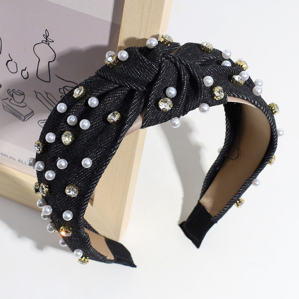 150g Weight Hair Band Hair Accessories Type 1 Piece Quantity Holiday, Daily Occasion Bow Knot Pattern Women's Gender Pearl Design Lady Bow Knot Cloth Pearl Hair Band 5