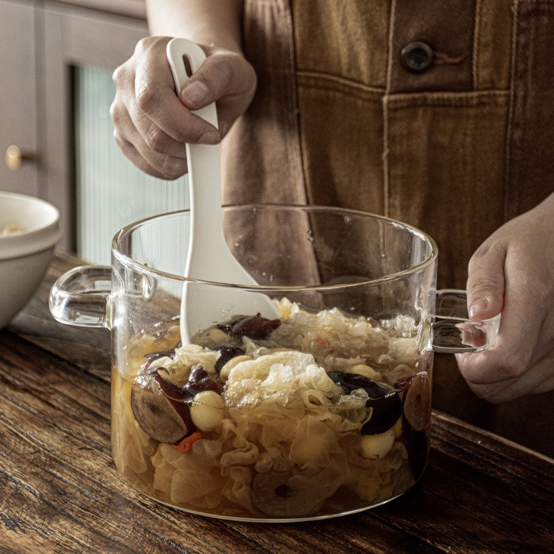 Olla de vidrio binaural de alto valor Olla de estofado transparente de gas resistente al calor de alta temperatura olla de sopa saludable olla de fideos instantáneos al por mayor