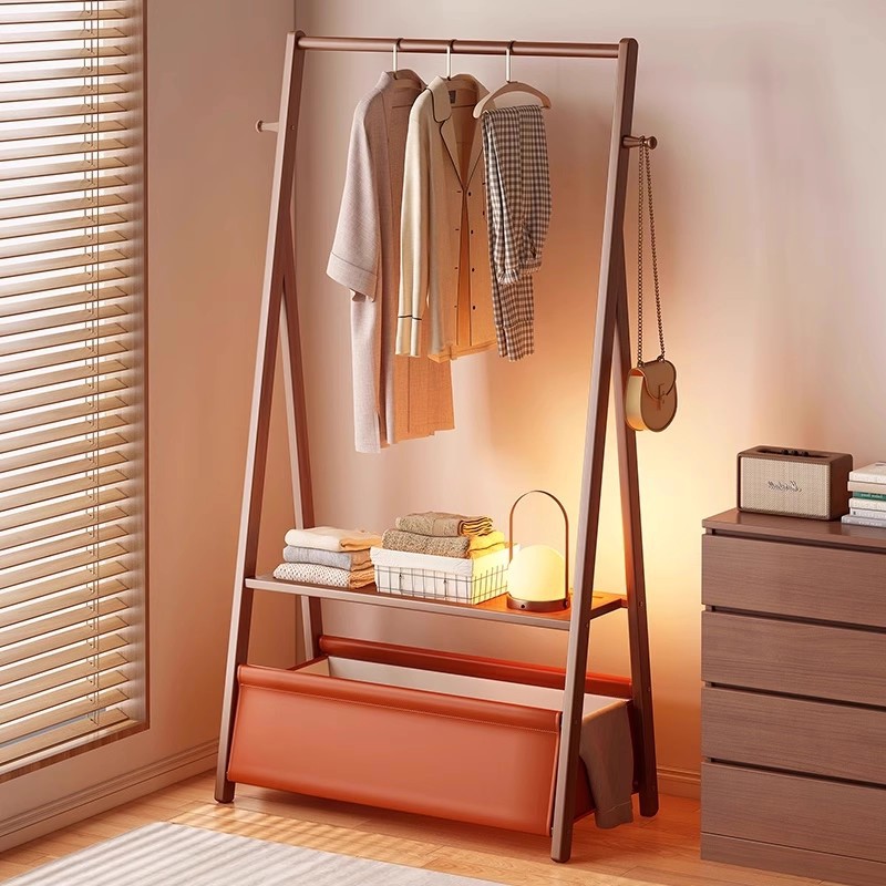 Clothes Rack, Coat Rack, Freestanding Bedroom Movable Household Room Entryway Clothes Hanger, Simple Storage Rack, Bamboo