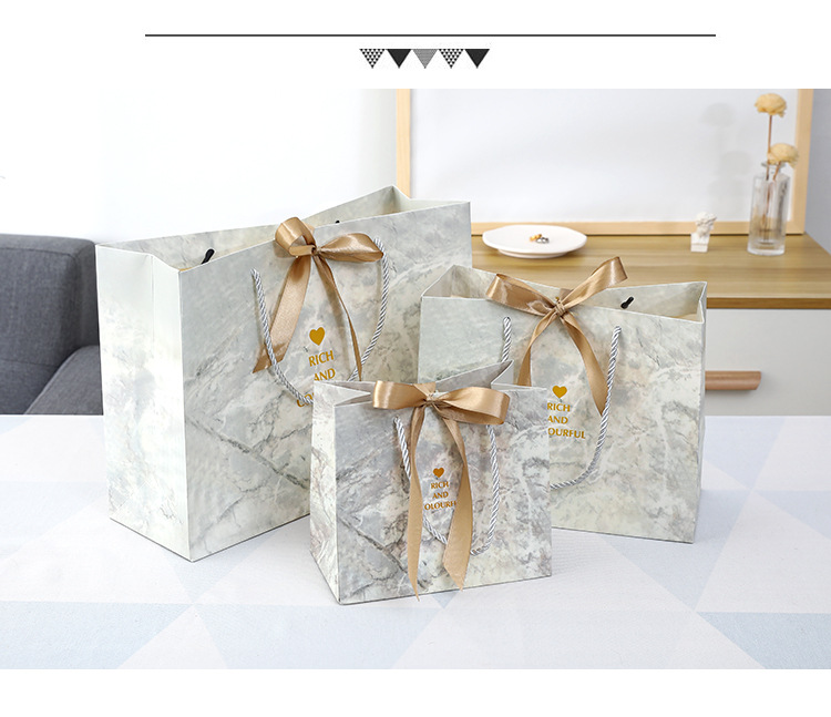 Cross-Border Manufacturers Wholesale In-Stock Marble-Patterned Handbags, Clothing Bags, Gift Bags, and Takeaway Paper Bags