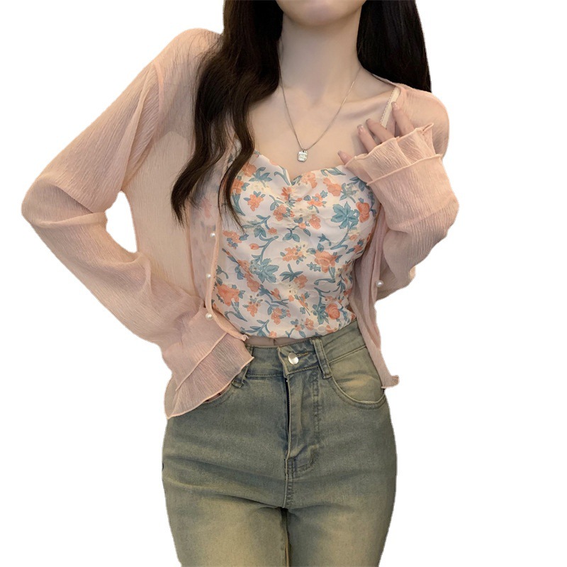 Pink Gentle Style Premium Air Conditioner Lace Sunscreen Cardigan Women's Summer Thin Outerwear Short Solid Shawl