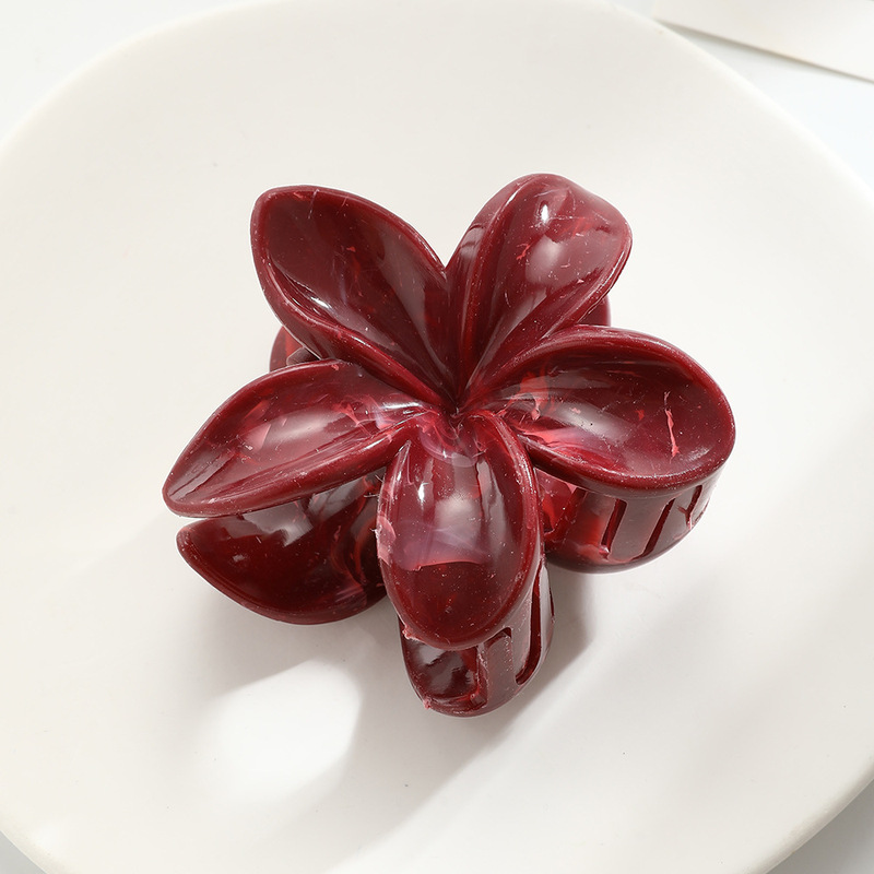 跨境欧美热销双色鸡蛋花发夹套装紫荆花朵抓夹女度假后脑勺鲨鱼夹|undefined