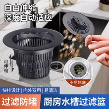 可伸缩厨房水槽过滤网硅胶蜗牛隔渣网茶渣过滤垃圾剩菜洗碗槽