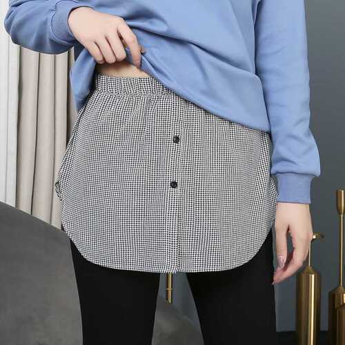 Pullover layered under plaid shirt with false hem inner small coverage fart curtain skirt for women's hips spring and winter cotton quality