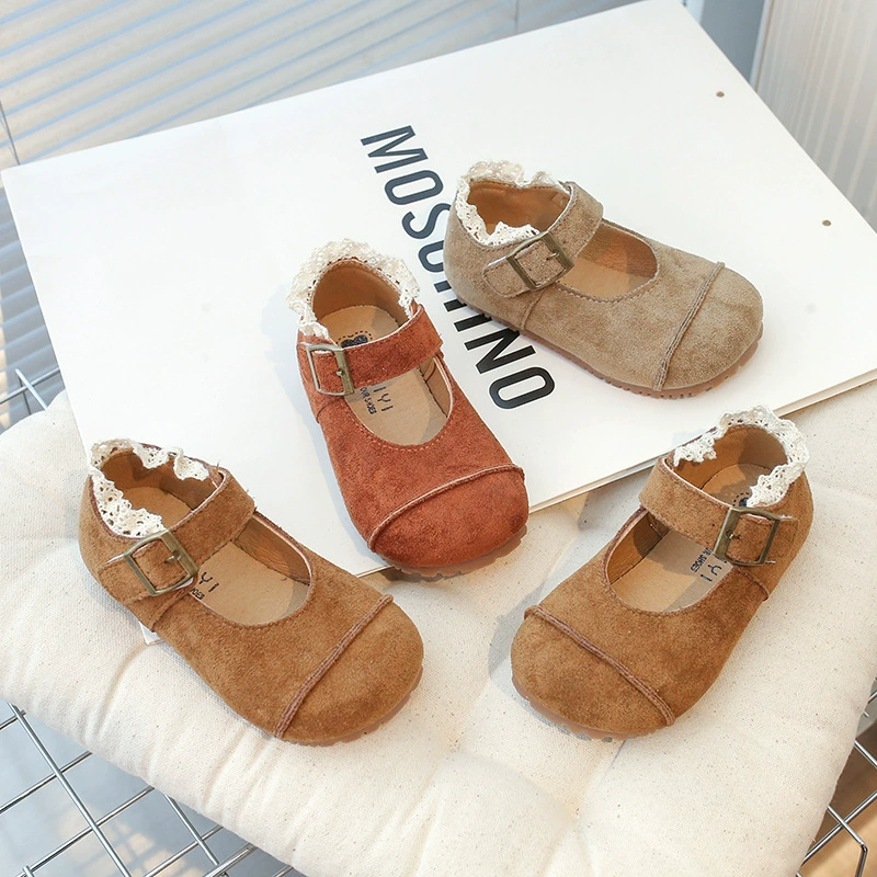2025 новая весна новая женская детская повседневная ретро одиночная обувь модная маленькая принцесса мягкая подошва кожаная обувь детская обувь оптовая волна