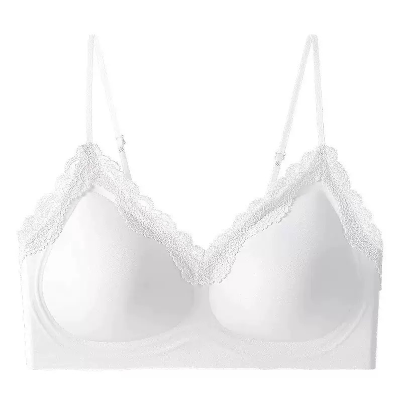 Nuevo lujo ligero sin anillo de acero ropa interior damas sujetador de encaje francés borde cómodo juntar barras de gelatina sujetador de soporte suave image 10