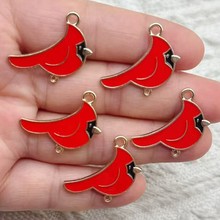 红色小鸟合金滴油DIY 饰品配件喜鹊挂件吊坠吉祥鸟耳环项链挂件