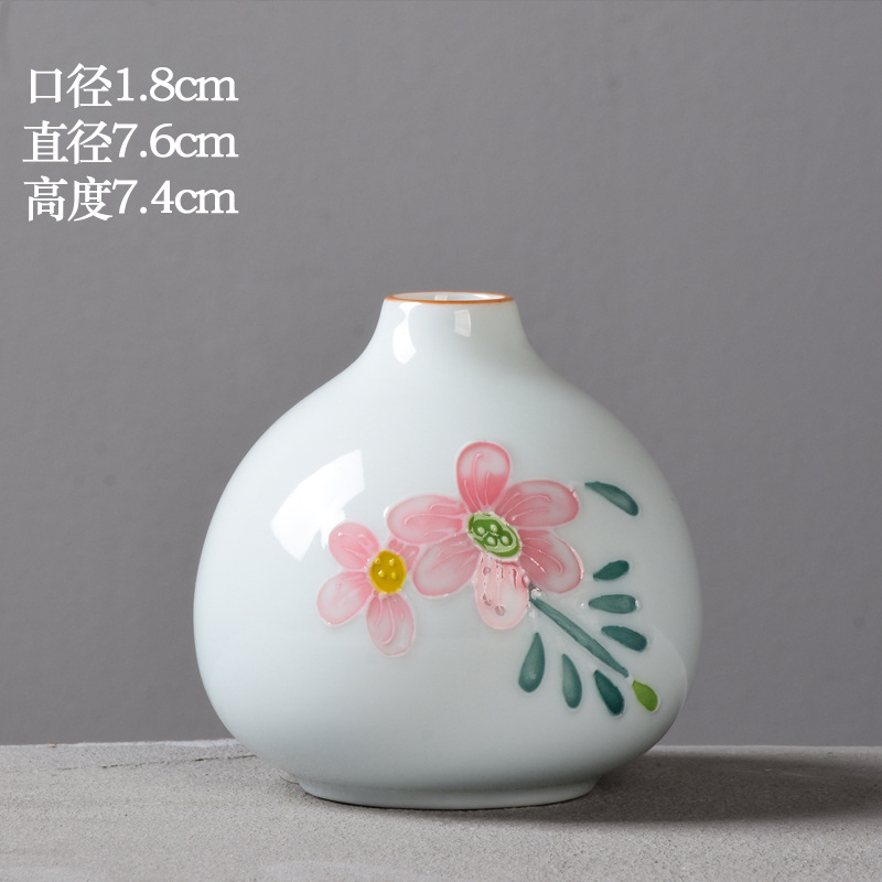 Pintado a mano pequeño florero arreglo de flores secas hecho a mano de cerámica decoración del hogar sala de estar decoración creativa simple moderno hidropónico