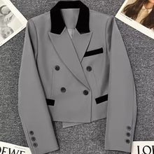 高级郁兰灰短款西装外套女春秋季新款显瘦时尚潮流休闲百搭小西服