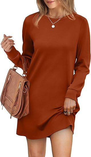 2025 ヨーロッパとアメリカの貿易クロスボーダー婦人服アマゾン爆発ラウンドネックバックプリーツポケット長袖スウェットシャツドレス|undefined