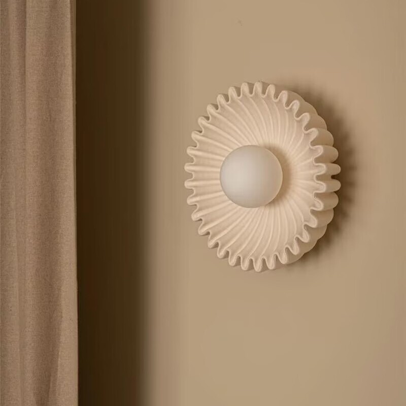 Nordic Minimalist Showroom Ceramic Carving Art Decorative Wall Lamp, Flower-Shaped, for Hallway, Living Room, Bedroom, Vintage Wall Lamp