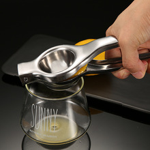 家用不锈钢手动挤柠檬夹压汁器 厨房金色不锈钢水果按压榨汁器