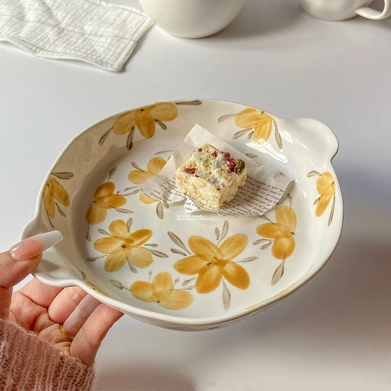 INS Retro Bell Flower Pan Irregular Double Ear Breakfast Sweeper Sedow Cake Cake disk