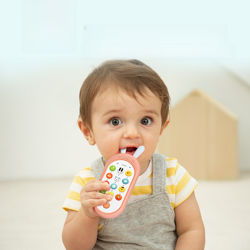 Bainshi Baby Phone Toy - Children's Baby Brain Development Early Education Music Chewable Simulated Phone 1-Year-Old Girls