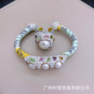 European and American French niche personality natural freshwater Baroque pearl ring bracelet national style retro high -end bracelet