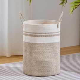 轻奢北欧简约风家用棉绳收纳筐换洗衣物脏衣篓玩具置物篮筐收纳筐