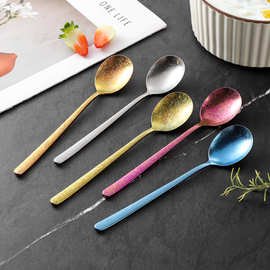 纯钛韩式勺结晶钛勺子长柄甜品勺家用汤勺户外露营饭勺高颜值调羹