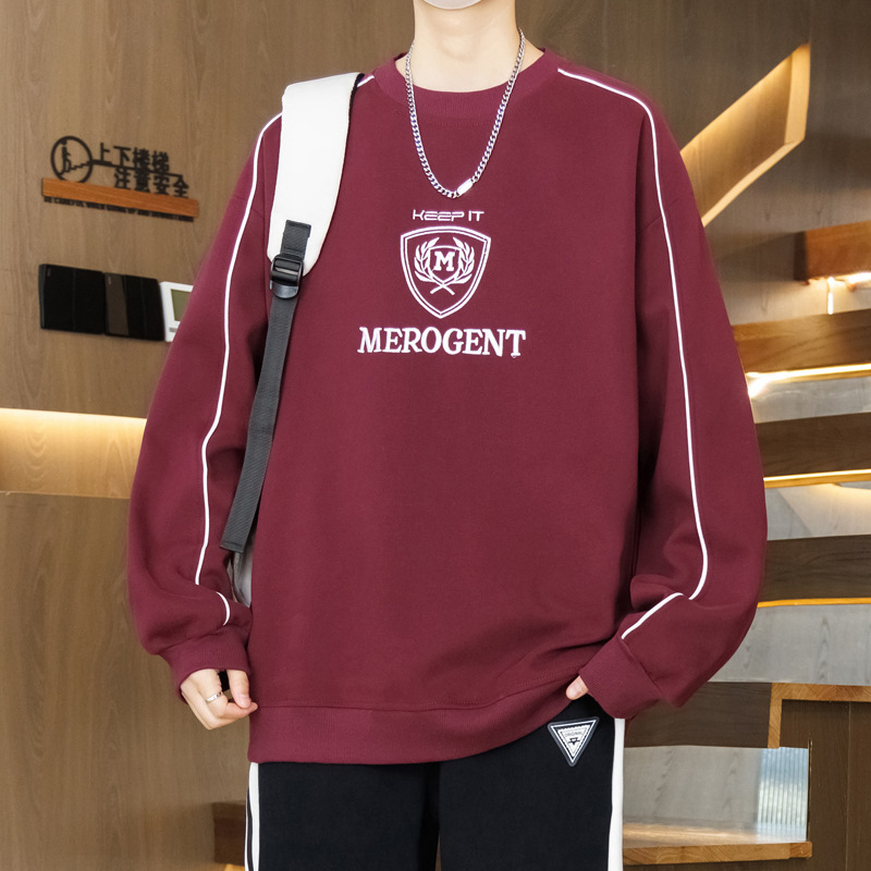春秋季圆领卫衣男孩13初中学生长袖t恤15岁青少年大童打底衫上衣|undefined