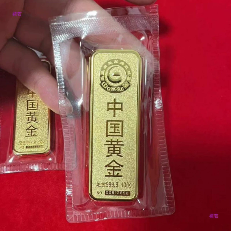 Образец золотого слитка, латунь, позолоченный, цельный золотой кусок, реквизит, золотой магазин, банк, золотой кусок, инвестиции, поддельный золотой слиток, украшение