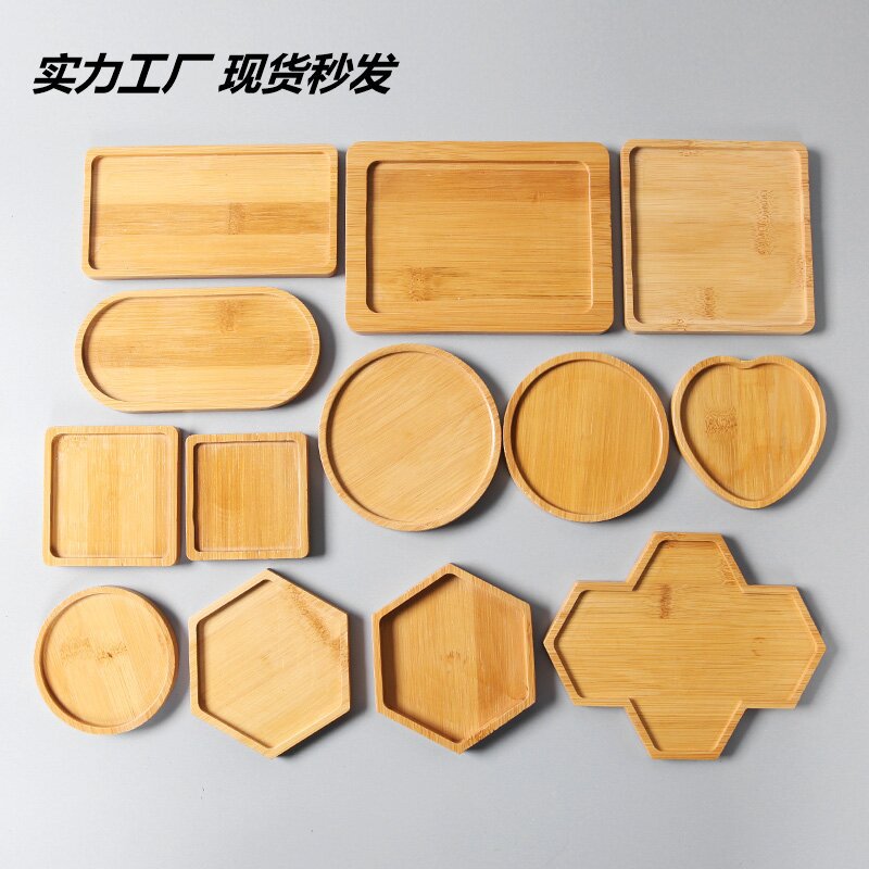 Inventario transfronterizo de bambú y madera taza almohadilla bandeja creativa mosaico DIY base bambú multicarnito bandeja almohadilla aislante térmica