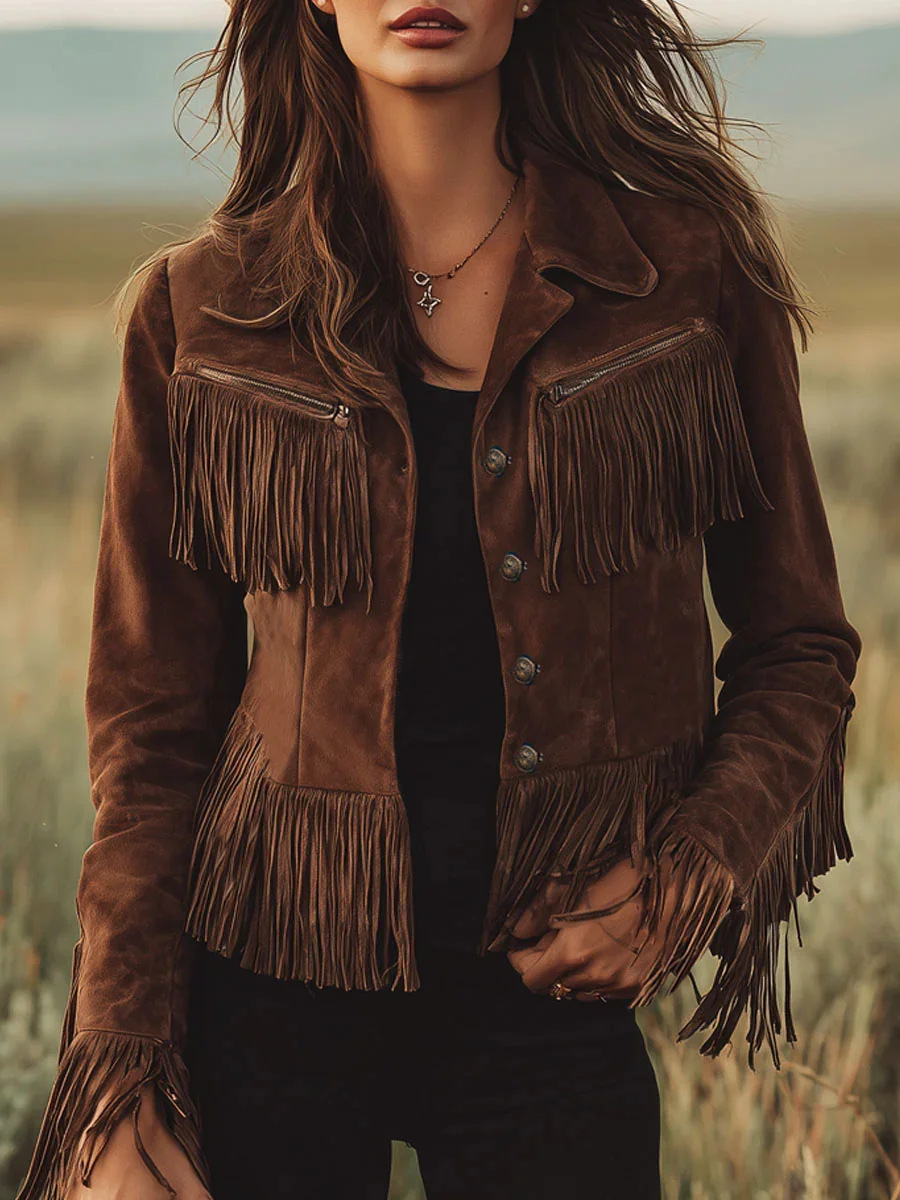 autumn brown retro velvet jacket