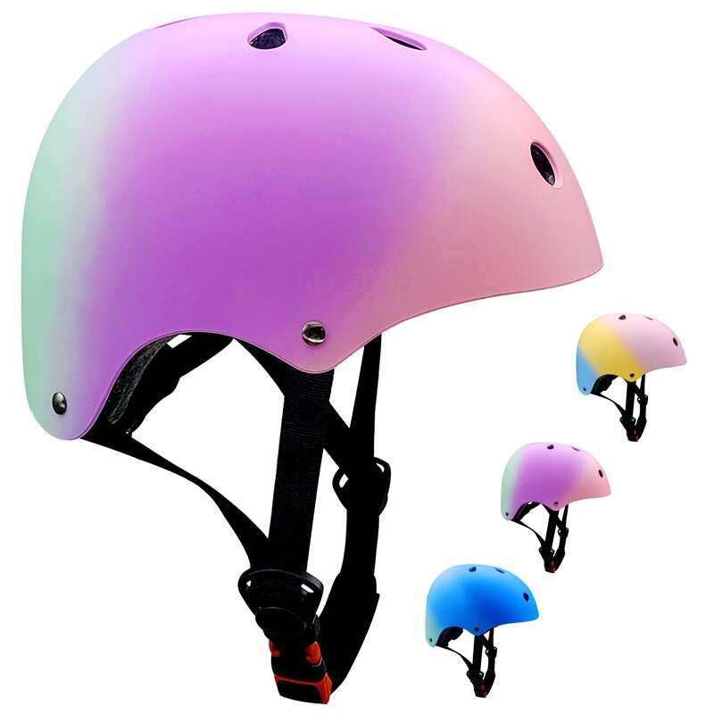 Children's color gradient helmet roller skating balance scooter bicycle riding skating protective equipment wholesale