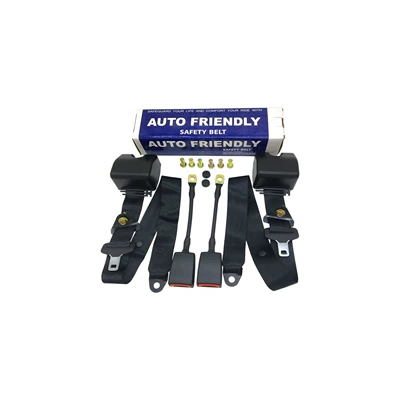 Automatic Retractable Emergency Locking Three-Point Car seat belt - black-2-retractors-and-2-locks-appearance-size-of-retractor-959567mm-webbing-29-m-lock-300mm