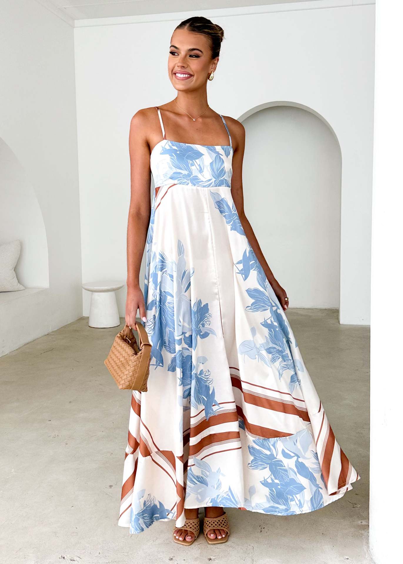 Polyester Fabric Type Wholesale Women's Casual Elegant Streetwear Flower Holiday Selfie Strap Sleeveless Strap Dress