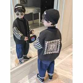 韩版儿童时尚开衫休闲毛衣外套中小童新款网红潮版绅士男童上衣