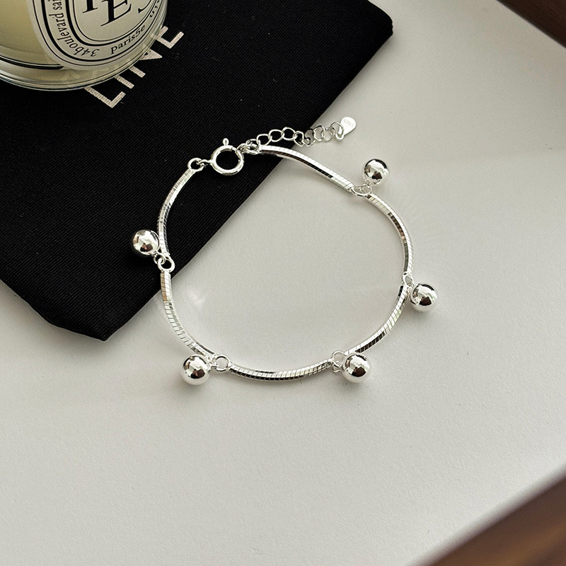 S Pure Silver Snake Bone Bead Women Korean Edition, Minimalist and Unique Design, Exquisite Bracelet for Best Friend's_voghion.com