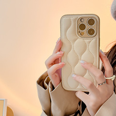 Elegant Brown Down Jacket Case Suitable for iPhone 15 Pro Max Apple 13/12/11 Phones, 14th Winter 15