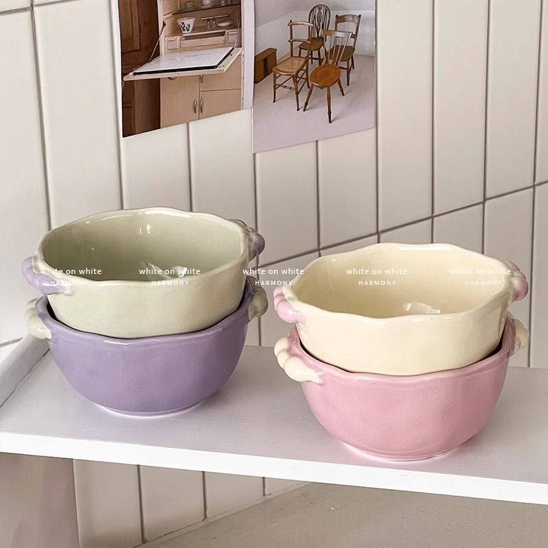 超可愛い～insガールセラミッククリーム釉下色丼寮女子家庭用食器高価値|undefined