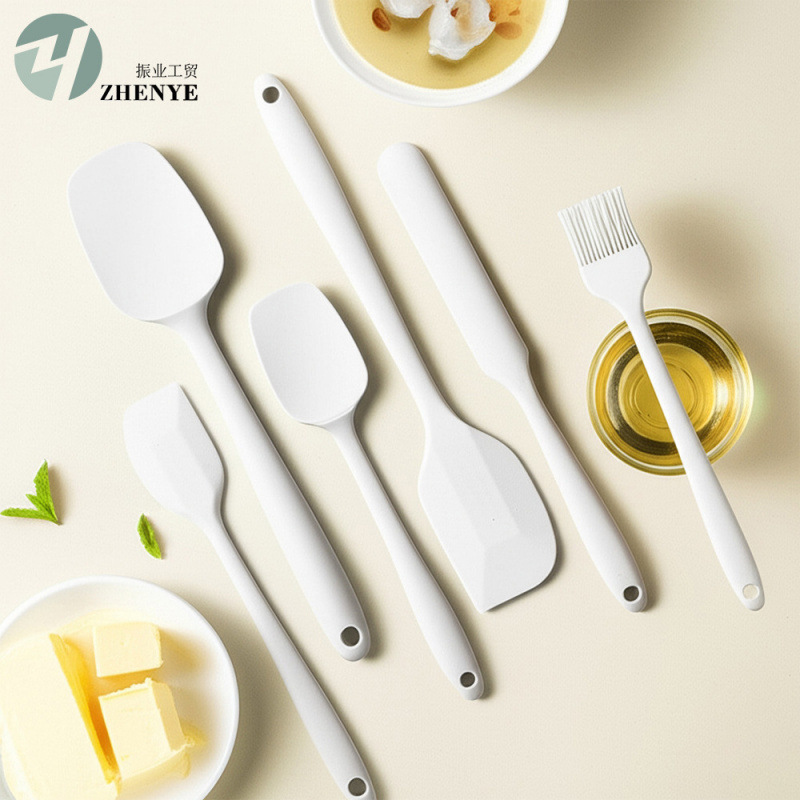 一体式硅胶刮刀6件套烘焙套装耐高温蛋糕抹刀奶油刀油刷Spatula|undefined