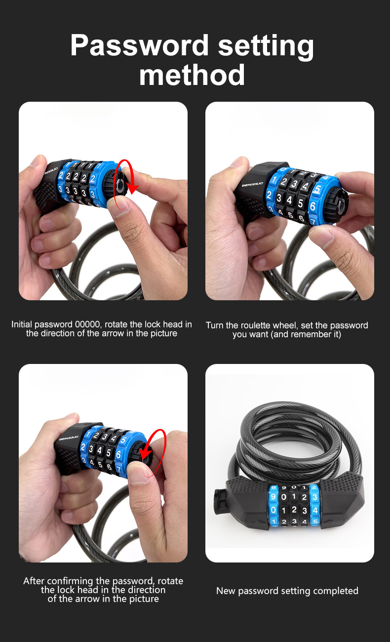 Five-digit Combination Bicycle Lock For Mountain And Road Bikes_voghion.com
