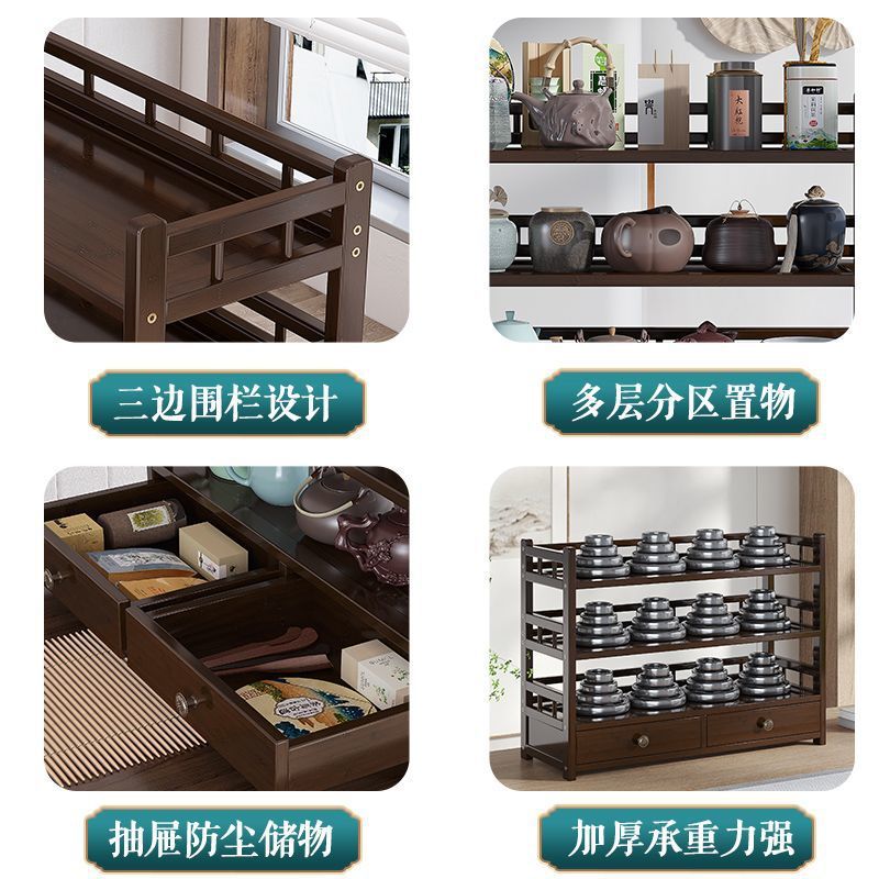 Estante de té de madera sólida estante de tazas de té Pu 'er de alta calidad china horno de té accesorios de té estante de tazas de té