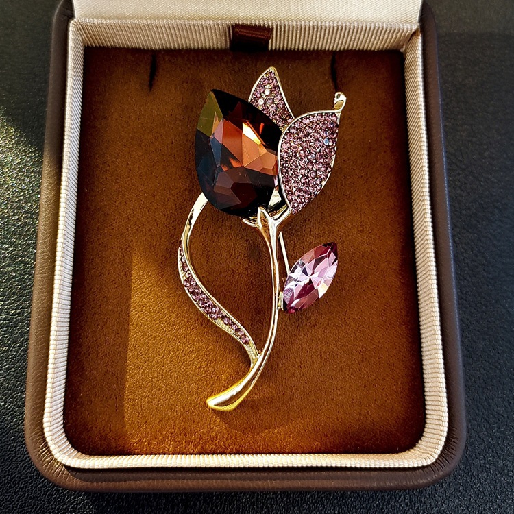 Elegante kristallen tulp broche voor dames hoogwaardige corsage speld_voghion.com