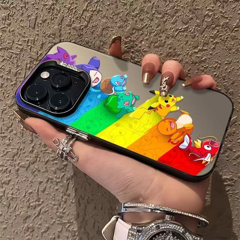 Rainbow Pokémon Suitable for Apple 17Promax Mobile Phone Case Iphone16/15/14Pro Cross-Border 13 Color Silver