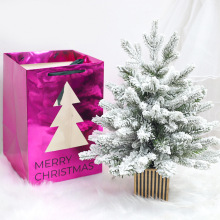 圣诞节圣诞树方形方盆圣诞树圣诞树手提袋玫红银色镜面袋网红批发