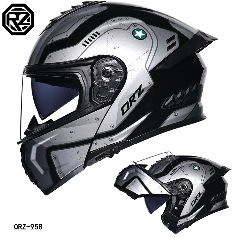 Casco de coche eléctrico Orz transfronterizo para hombres y mujeres, casco, cola de doble espejo de verano, semicompletamente cubierta, personalidad Four Seasons DOT