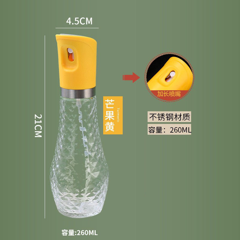 Botella de pulverización de cocina 260ml, vidrio transparente, aceite o vinagre