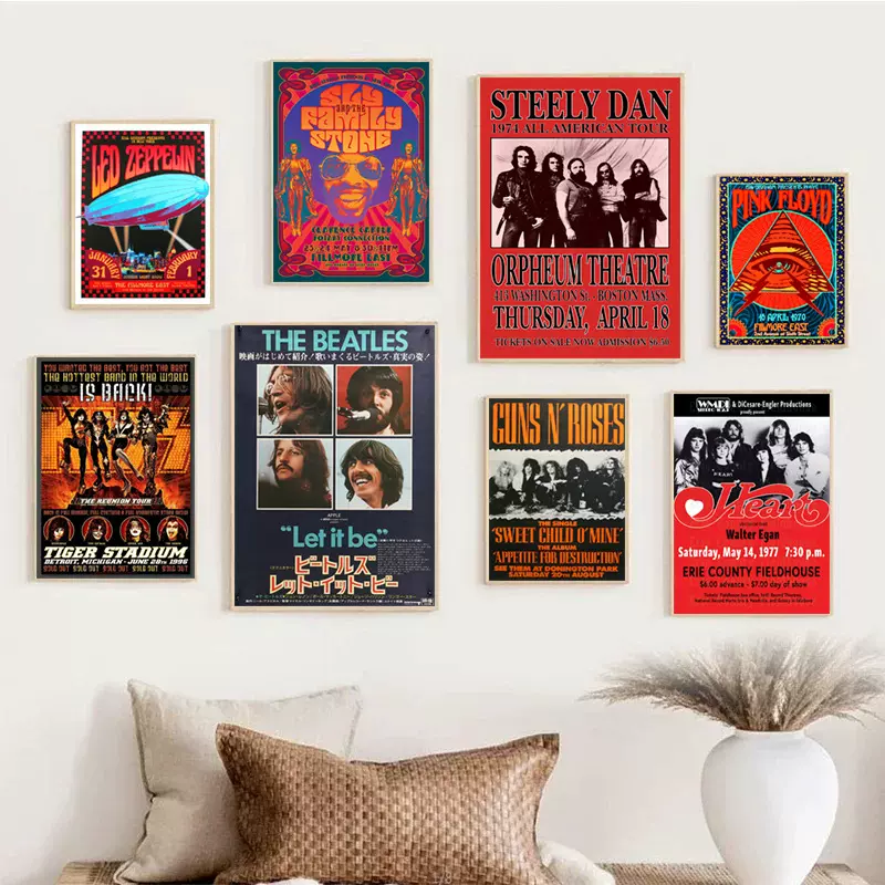 复古摇滚乐队Woonkit 海报装饰画现代客厅帆布内框画房间卧室壁画