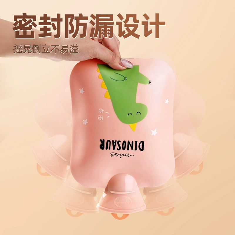 PVC Cartoon Hot Water Bottle, Explosion-Proof Detachable Cover, Cute Dino/Strawberry, Multi Sizes