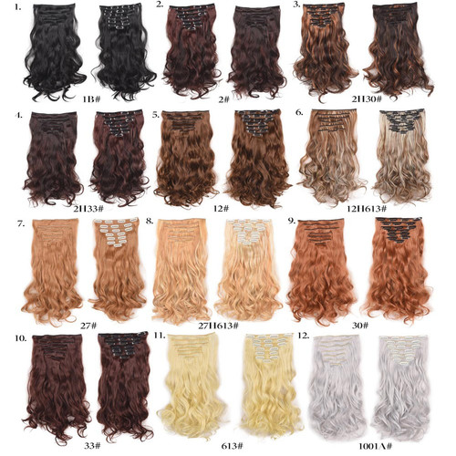 Wig women's chemical fiber hair extensions 17 clip hair 7-piece set long curly hair wig 8-piece set