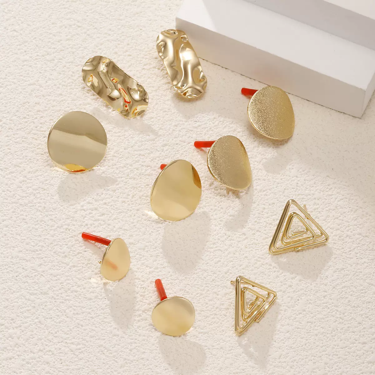 源头厂家不规则耳钉头手工DIY耳环配件可做925银针电镀几何配件