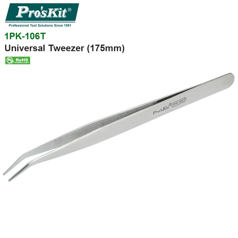 PROSKIT/宝工不锈钢长弯镊子1PK-106T175mm